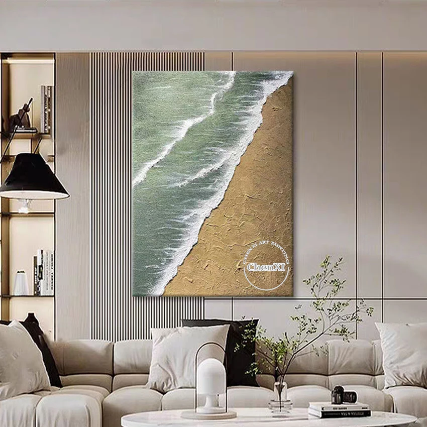 Pure Handmade, Sea Wave Abstract Oil Painting, Wall Poster, Modern Big Size Artwork Dropshiping, Home Goods Wall Art Living Room