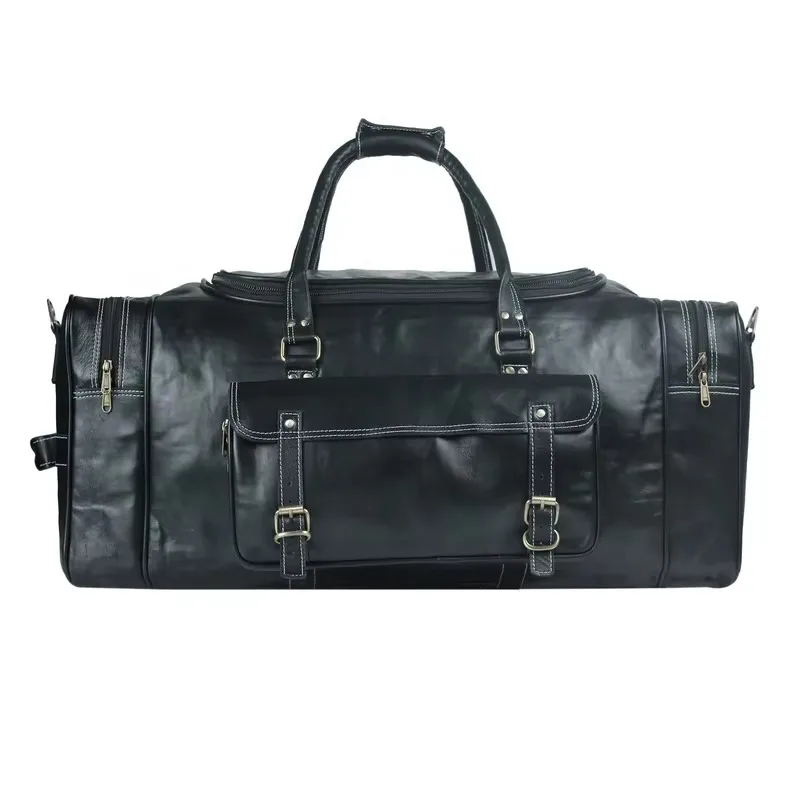 Men's handmade sports, retro travel bags, leather goat travel, fitness bags