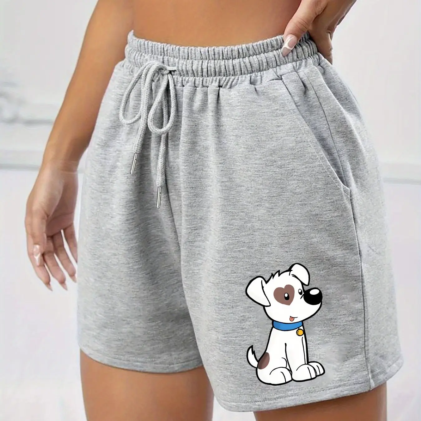 Fashionable Puppy Pattern Printed Women's Shorts, Summer Casual Versatile, American Trend Outerwear, Summer Beach Pants