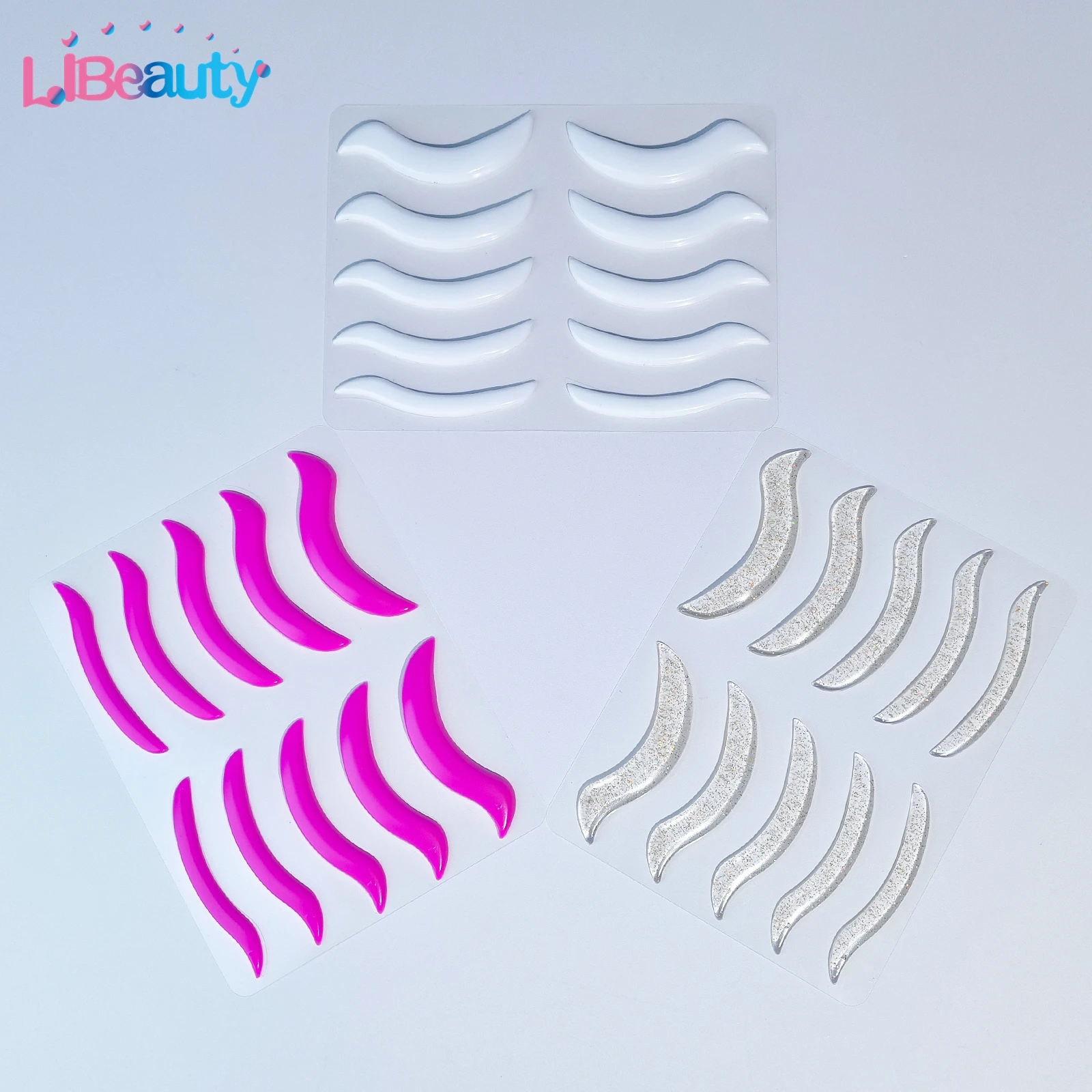 Libeauty 10Pcs Super Sticky Silicone Eyelash Perm Rod Sticky Lash Lift Shield Eyelashe Curler Accessories Applicator Makeup Tool