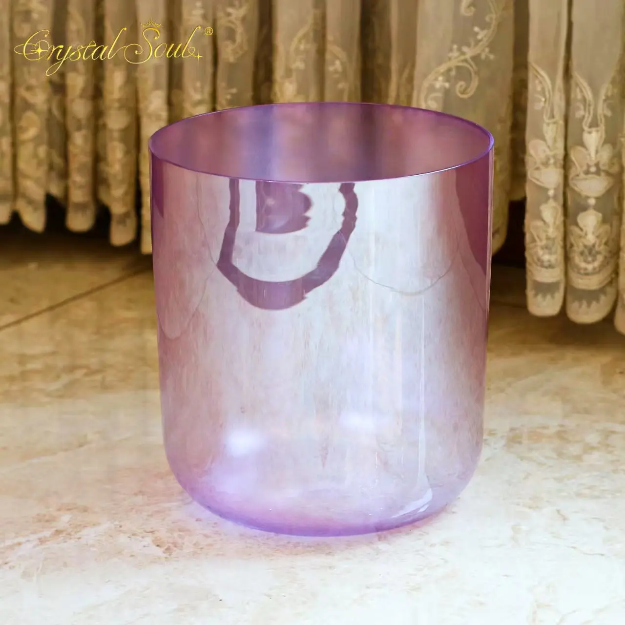 NEW2026DTCTK Large Size 7-8.5 Inch Pearl purple Alchemy Crystal Bowl for Meditation Yoga