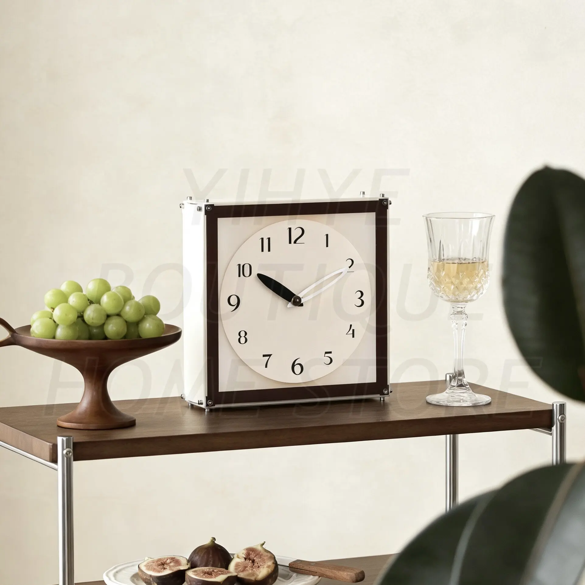 Nouvelle Horloge Murale Rétro Crème Esthétique, Design Sans Perçage, Moderne et Tendance, Silencieuse, Décoration Créative pour Salon et Maison