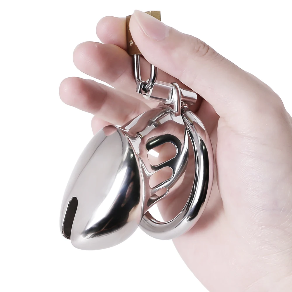 New Chastity Cage Male Stainless Steel Husband Loyalty Cock Cage Penis Ring Lock Anti Off Spike Cock Ring BDSM Sex Toys For Men