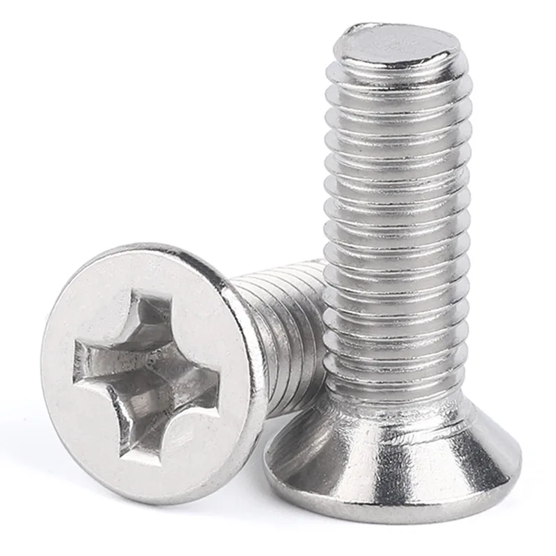 Tornillos de máquina avellanados de acero inoxidable 304, tornillo cruzado Phillips de cabeza plana M3 M4 M5, Kit de fijación de Hardware, 10/50 Uds.