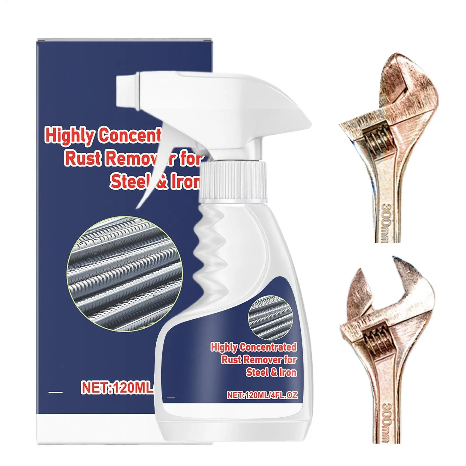 Rust Remover for Metal 120ml Concentrated Spray Powerful Rust Stain Dissolver for Car Tools Garage Marine Automotive Cleaning