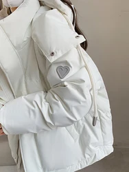 Giacca Parka bianca da donna cappotto manica lunga addensato soprabito Harajuku anni '90 coreano caldo felpe con cappuccio giacca imbottita Vintage inverno 2024