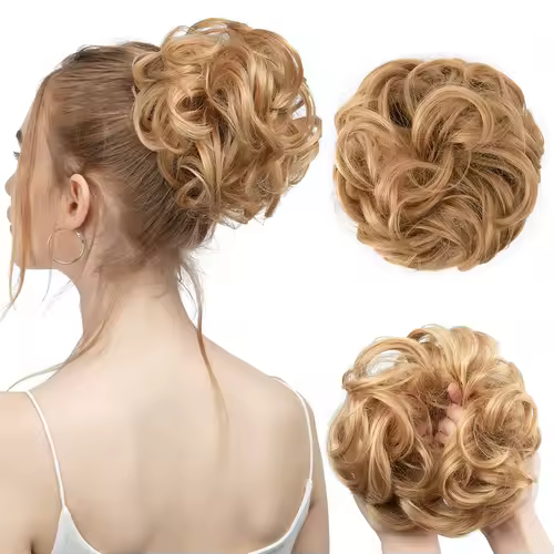 Synthetic Messy Hair Bun Extensions Big Curly Elastic Hair Scrunchies Hairpieces Chignon Donut Updo Hair Pieces for Women - Image 34