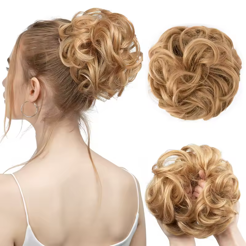 Synthetic Messy Hair Bun Extensions Big Curly Elastic Hair Scrunchies Hairpieces Chignon Donut Updo Hair Pieces for Women - Image 34