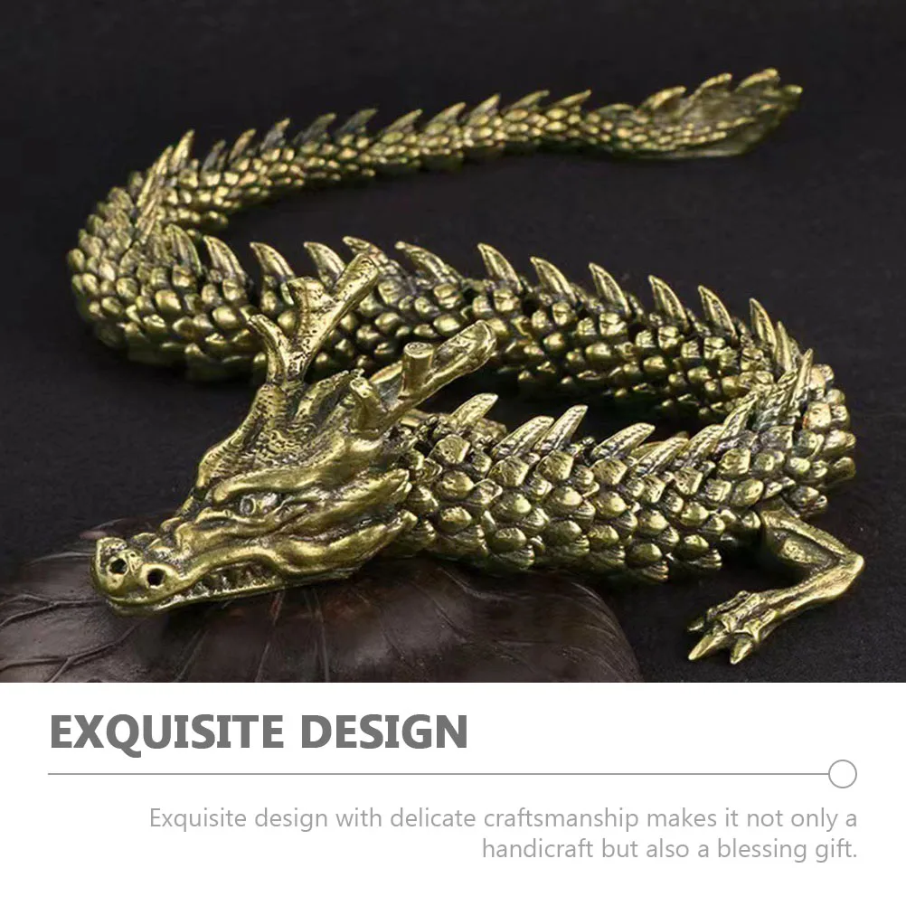 

Copper Dragon Sculpture Statue Decorative Figurine Desk nament Home Office Toy Golden 3D Movable Gift Idea