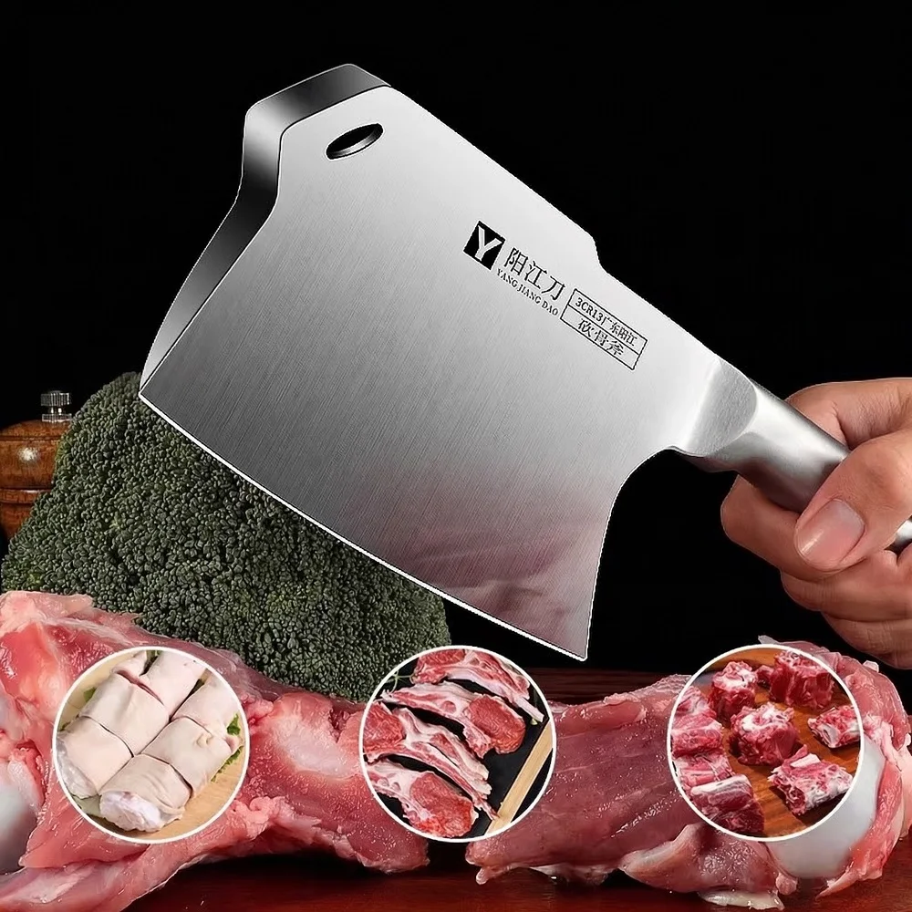 Cuchillo de carnicero de acero integral, hacha de cocina doméstica, cuchillo comercial grueso para deshuesar C2612