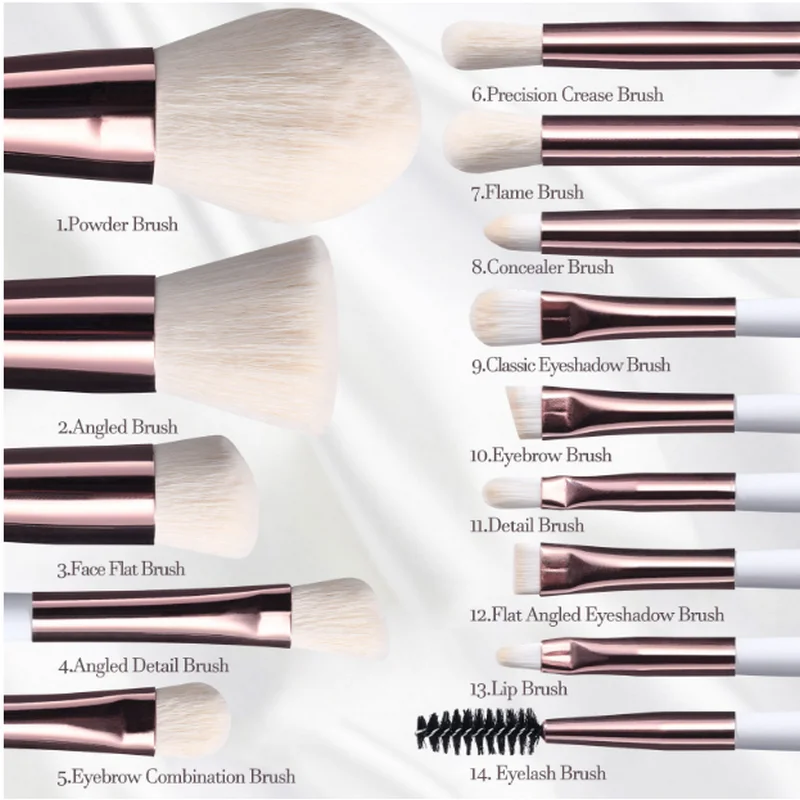 14 pièces pinceaux de maquillage ombres à paupières ensemble de maquillage avec Mini miroir LED, miroir cosmétique avec éclairage organisateur de pinceaux cosmétiques