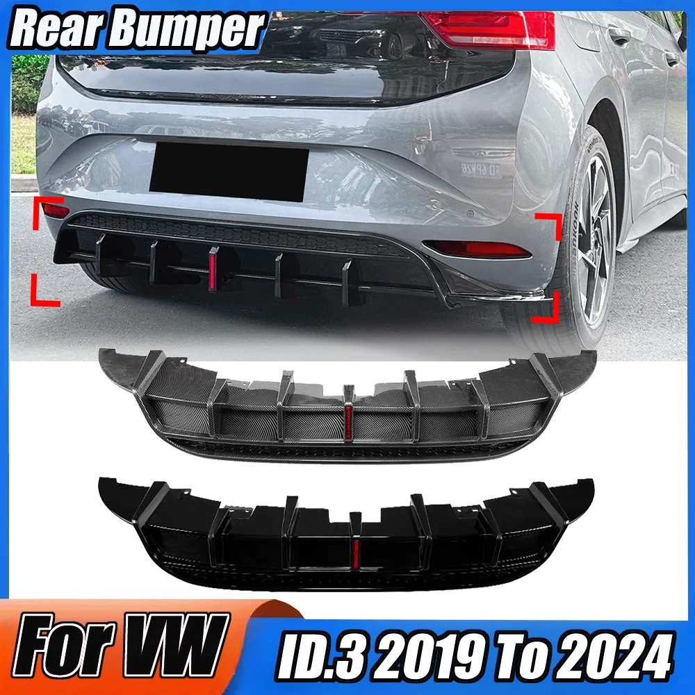 Rear Bumper Spoiler Diffuser For Volkswagen ID.3 2019 Lower Lip Plate With Light Deflector Splitter Tuning Body Trim Accessories