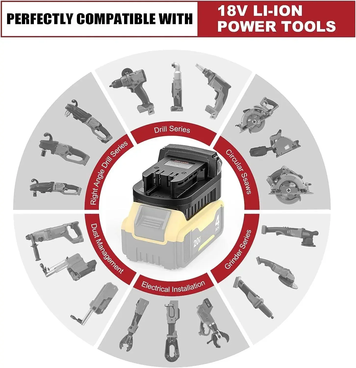 Imagem -04 - para Dewalt para Milwaukee Adaptador de Bateria Converter para Baterias de Lítio Dewalt 18v para Milwaukee 18v Ferramentas Elétricas sem Fio