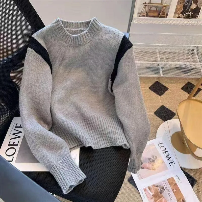 

Новый осенне-зимний короткий свитер, ранняя осень, шикарный пуловер, вязаный свитер для женщин, модный элегантный универсальный топ