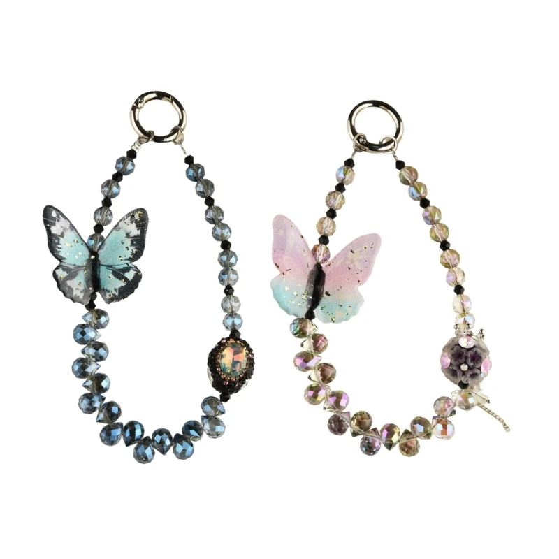 Stylish Beaded Butterfly Phone Strap Colorful Beaded Butterfly Phone Strap Accessory For Fashion Forward Individuals