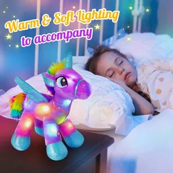 35cm Purple Angel Unicorn with Wings Soft Plush Toys Home Sofa Decoration LED Light Stuffed Animals for Girls Glowing Toy Kids