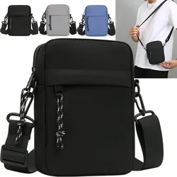 Messenger Sling Bags Men Casual Canvas Small Zipper Crossbody Pouch Simple Small Crossbody Shoulder Bag Mobile Phone Bag