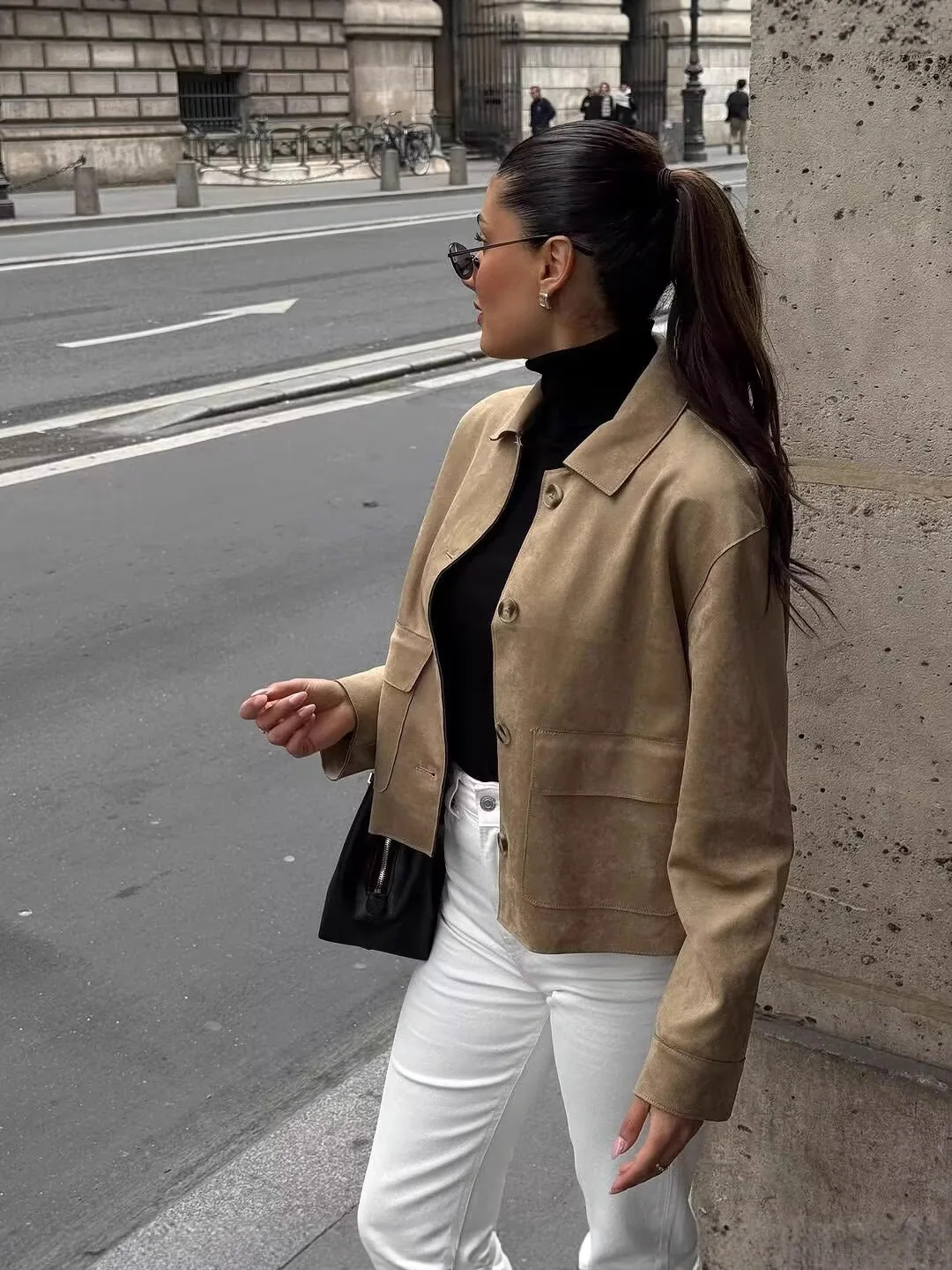

Fmxires Elegant Autumn Fashion Jackets For Women Patchwork Lapel Solid New Commute High Waist Slim Coat Female Casual Jackets