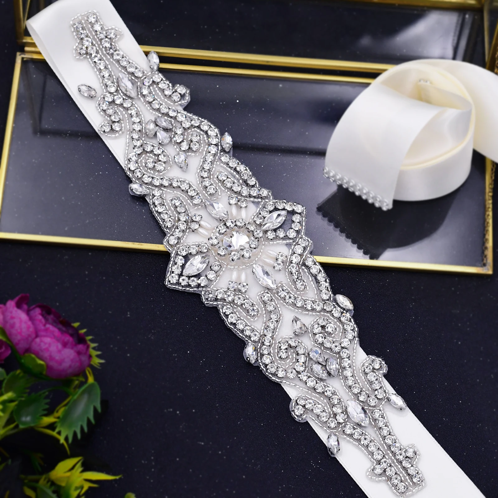 Ceinture de Luxe avec Strass pour Femme, Décoration avec Applique en Clip, pour Robe de Mariée, pour Patients, S26