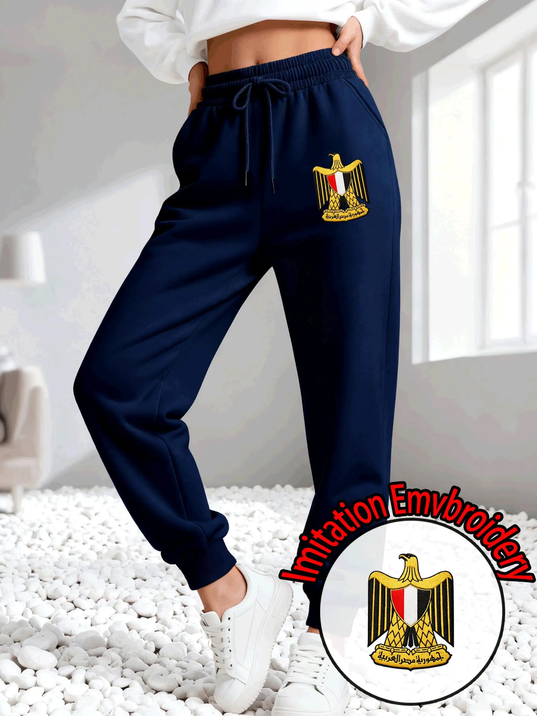 Egypt Imitation Embroidery Printing Womens Sweatpant Street Fleece Jogging Pant Autumn Pants Pocket Comfortable Sportpants