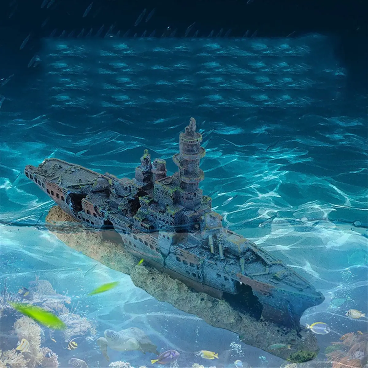Aquarium Shipwreck Fish Tank Landscaping Resin Crafts Broken Ship Ornaments,B-ABHG