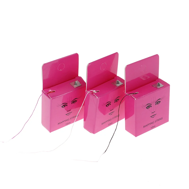 

10-метровая нить для разметки бровей Microblading, предварительно окрашенная, белая/черная/розовая, для перманентного татуажа и окрашивания бровей