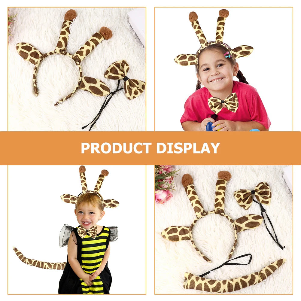 

Giraffe Headdress Set Animal Headbands Adorable Tails Bow Tie Wear-resistant Hair Hoops Ears Headband Kids Costumes Festival