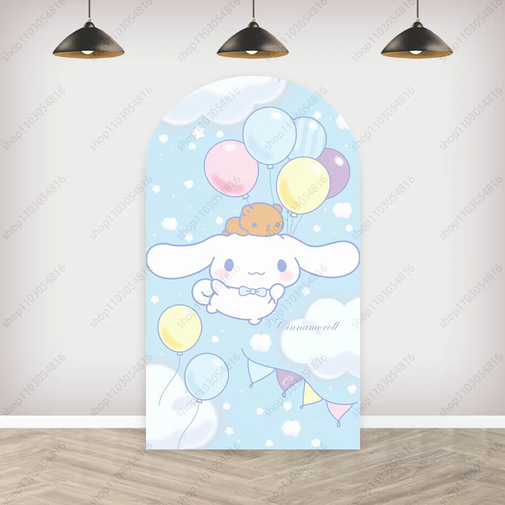 Sanrio Cinnamoroll Arch Photo Backdrop Cute Arched Wall Blue Birthday Party Baby Shower Doublesided Photography Background