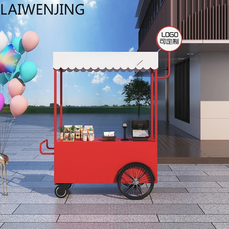 

HLZ Snack Cart Hand-Pulled Stall Frying Skewers Cart Selling Milk Tea Coffee Fried Skewers Oden