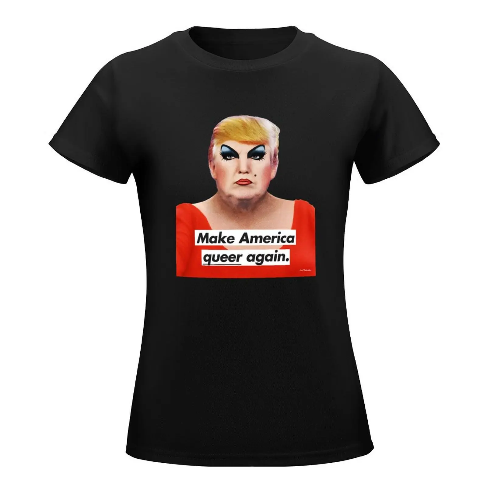 Fazer a América Queer Again t-shirt feminina, roupas hippie, tops plus size, ajuste solto, verão