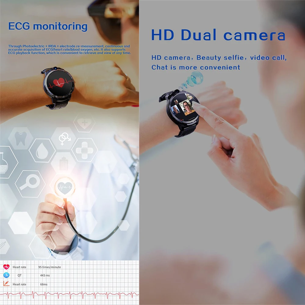 4G Smartwatch واي فاي موقع الطلاب الأطفال ساعة ذكية GPS بطاقة SIM أندرويد 9.0 مكالمة فيديو معدل ضربات القلب الكبار الرجال ل IOS أندرويد