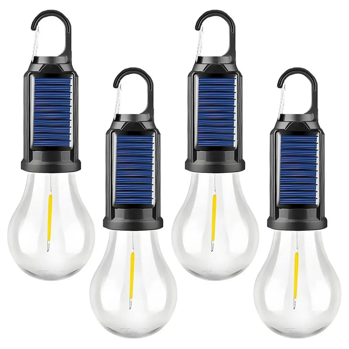 AA19 4Pcs Portable LED Camping Lamp Outdoor Solar /USB Charging Hanging Lamp LED Night Lights Camping Light Garden Decor