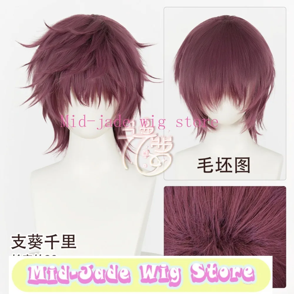 Shiki Senri Cosplay Wig Dark Short Hair Reverse Styling Fluffy Root Synthetic Hairpiece for Photography Session