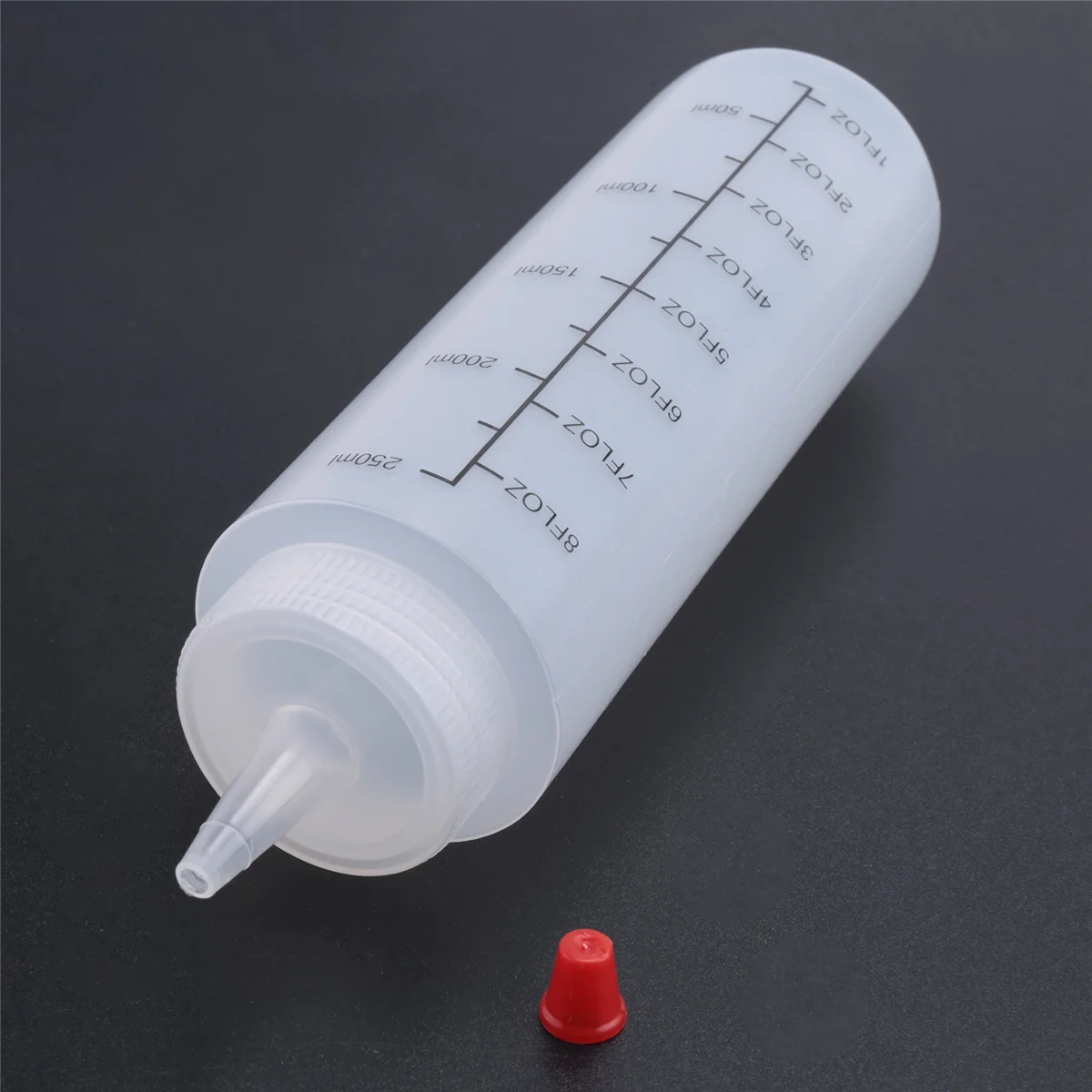 Paquete de 12 botellas cualitativas para apretar condimentos de 8 Oz con tapa de punta roja, botella de plástico duradera para salsas de ketchup, jarabe