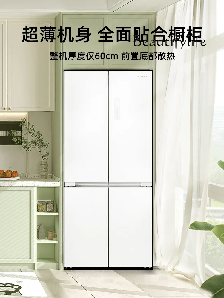 Ultra-thin 60cm zero embedded air-cooled and frost-free dual-system circulating cross door household refrigerator