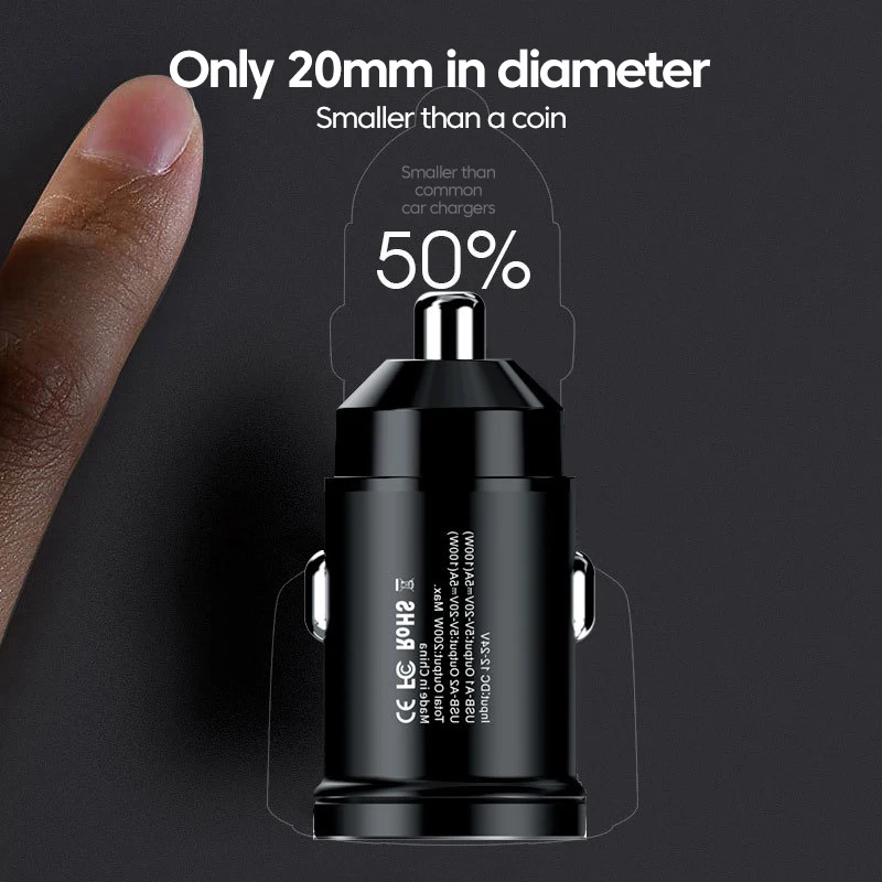 Olaf 200W Mini Car Charger Lighter Fast Charging For iPhone QC3.0 Mini PD USB Type C Car Phone Charger for Xiaomi Samsung Huawei