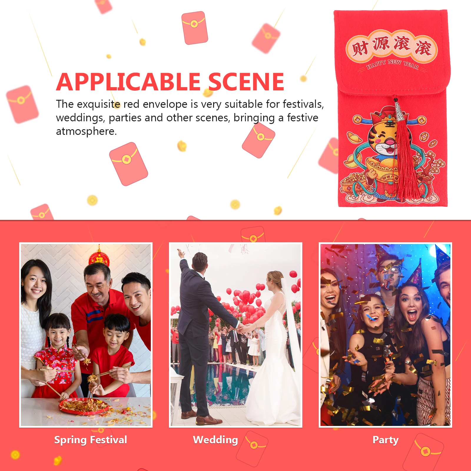 

Cartoon Envelopes 2022 Tiger Pattern Cloth Material Chinese New Year Packets Festival Decorative Gift Giving