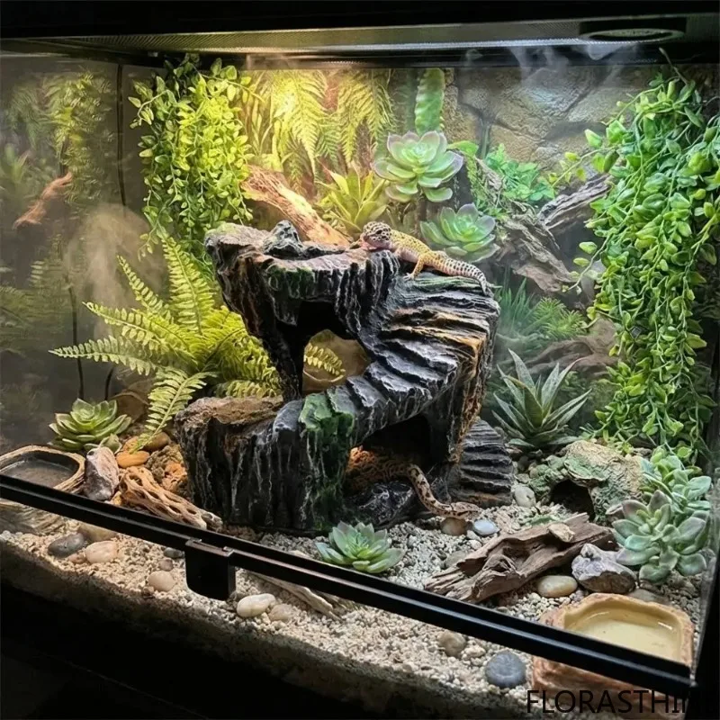 Resin Sunbathing turtle Platform Non Toxic Natural Reptile Hiding Sturdy Cave Artificial Rock Habitat Terrarium Landscape Decor