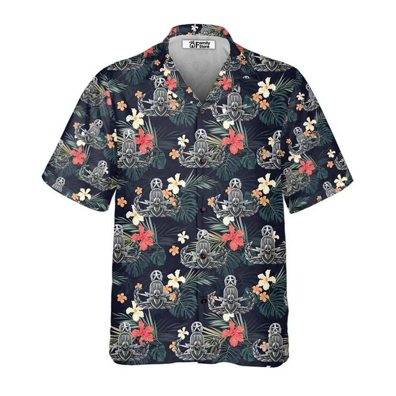 Hawaii Funny Shirt For Men 3d Print Summer Loose Hawaiian Beach Tops Casual Short Sleeve Lapel Blouse Streetwear Male Clothes