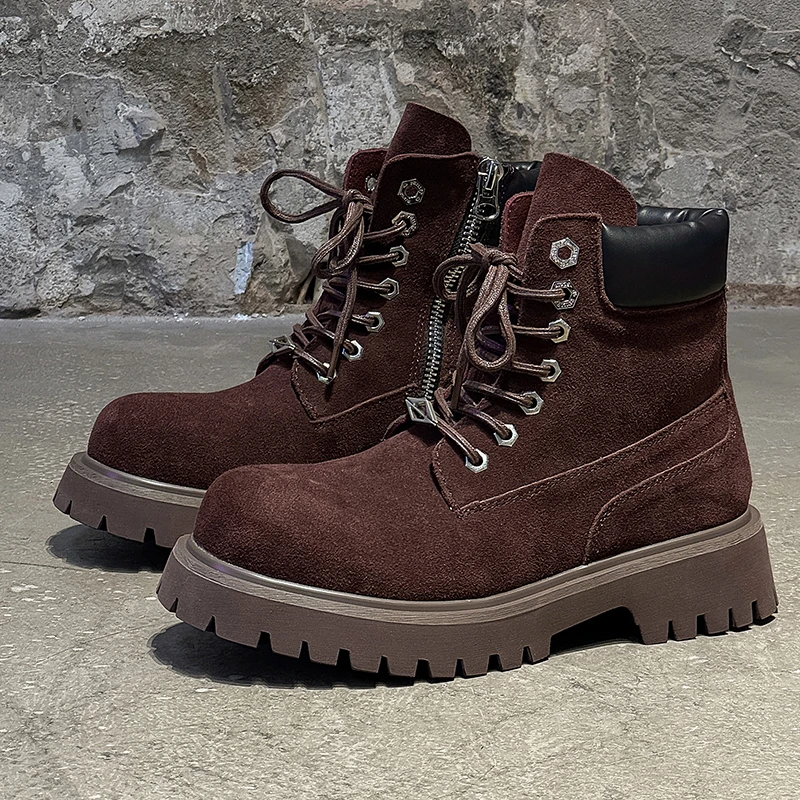 Retro Men Short Boots Multicolor Men Casual Laced Thick Soles Durable Fashion Business Chelsea Boots Outdoor Work Boots Men