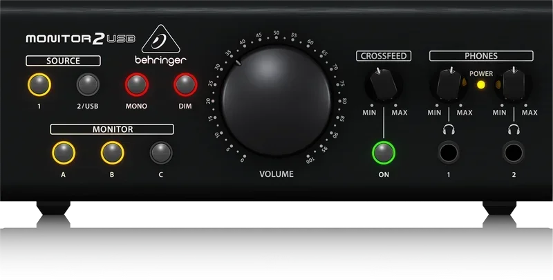 Behringers MONITOR2 USB Decoder Connects Two Headsets To Three Hifi Speakers With Volume Ear Controllers