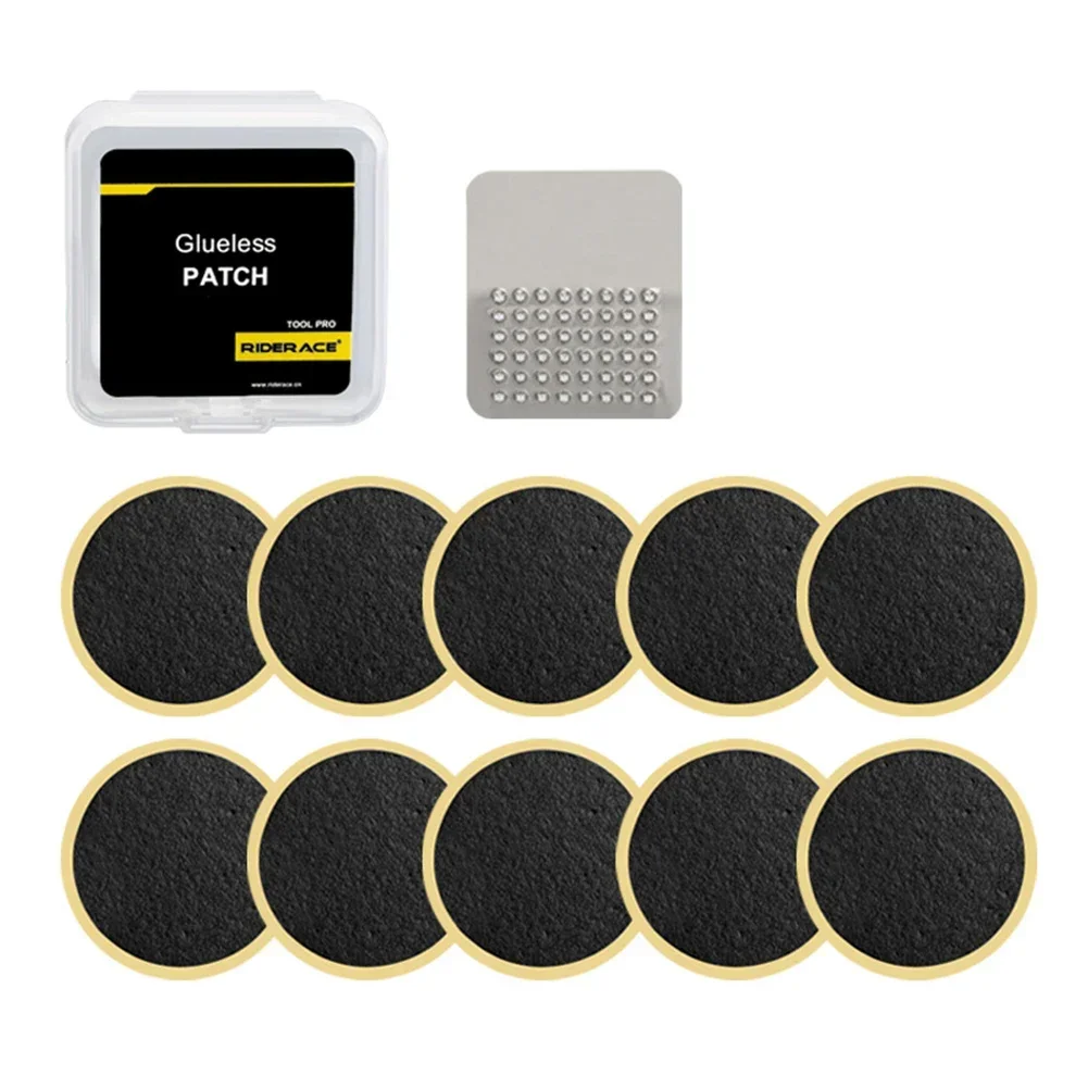 10pcs Bicycle Tire Patch Glueless Self-Adhesive E-bike Tyre Tube Puncture Repair Rubber Patch Tools Weatherproof Cycling Parts