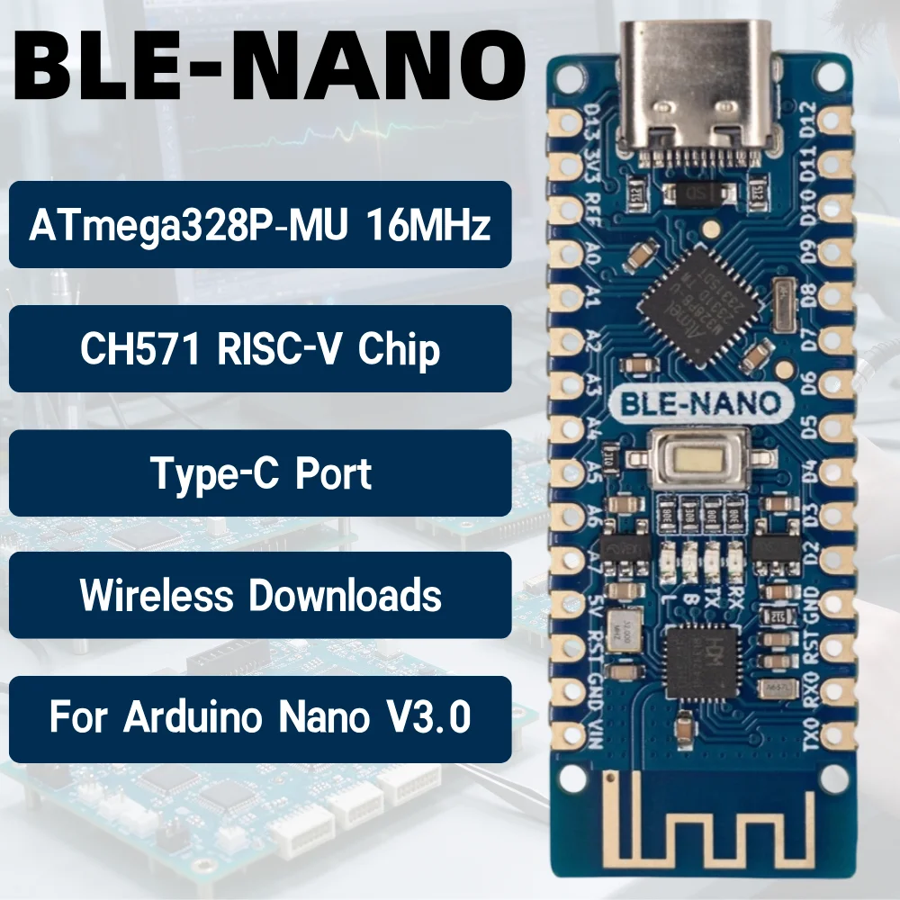 BLE‑NANO BLE Bluetooth Development Board CH571 RISC‑V Compatible Arduino Nano V3.0 Type‑C AT Command Wireless Upload BLE UART M