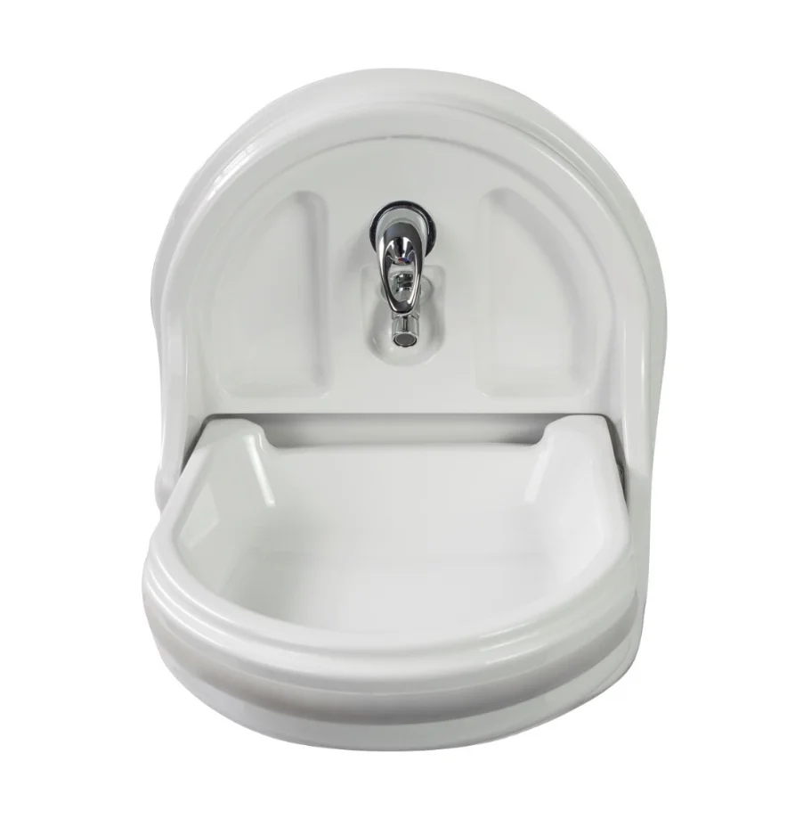White/Grey RV Folding Wash Basin Sink, Compact Wall‑Mount Sink 484*594*416mm For RV / Caravan / Campervan / Travel Trailer