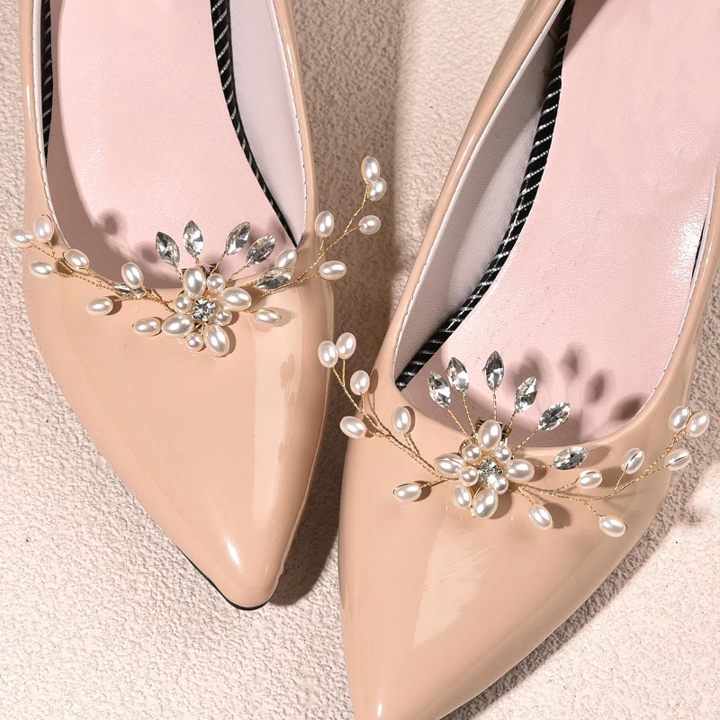 

Handmade Pearl Shoes Floral Shoe Accessories Sturdy Not Easy Fall Off Bridal Wedding Accessories High Heels Accessories Gentle