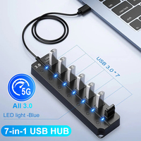 USB HUB 4/7 Ports USB 3.0 Cable Splitter With Power Switch 1 in 7 Out USB Extend Adapter Data Transmission Phone Charging Dock