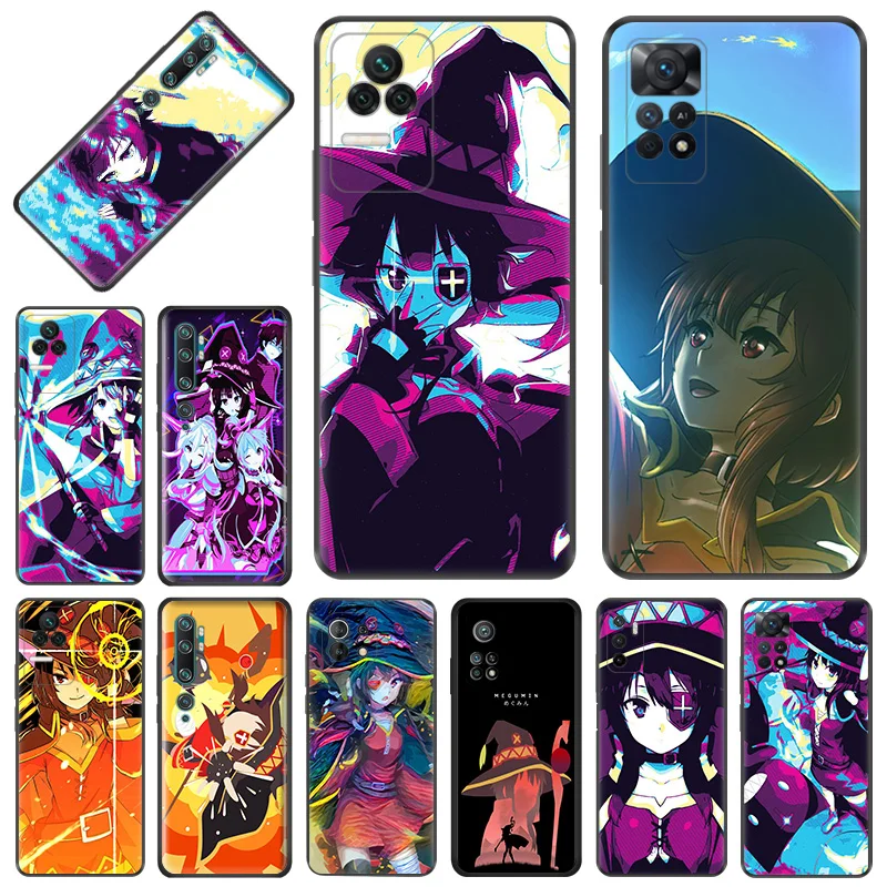 레드미 노트 11 프로 휴대폰 케이스, 샤오미 11T 10T 노트 10 11 라이트, 코노스바 메구민 소프트 블랙 낙하 방지 커버