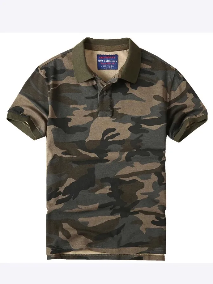 

Summer New Men's Camouflage T-Shirt Breathable Casual Loose Outdoor Half Sleeve Turn-down Collar Versatile Polyester Fiber