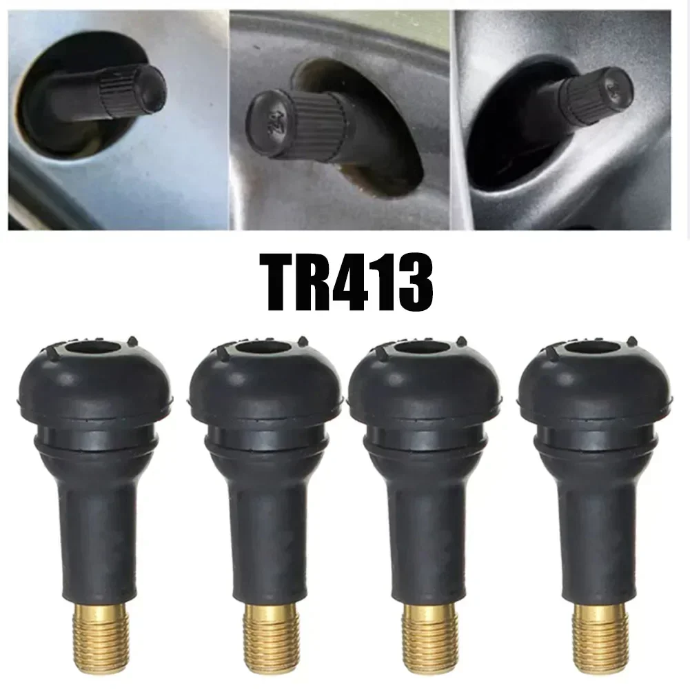 4pcs TR412/TR413 High Quality Tire Valve Stem Universal Rubber Valve Tubeless Nozzle With Valve Core Car Accessories