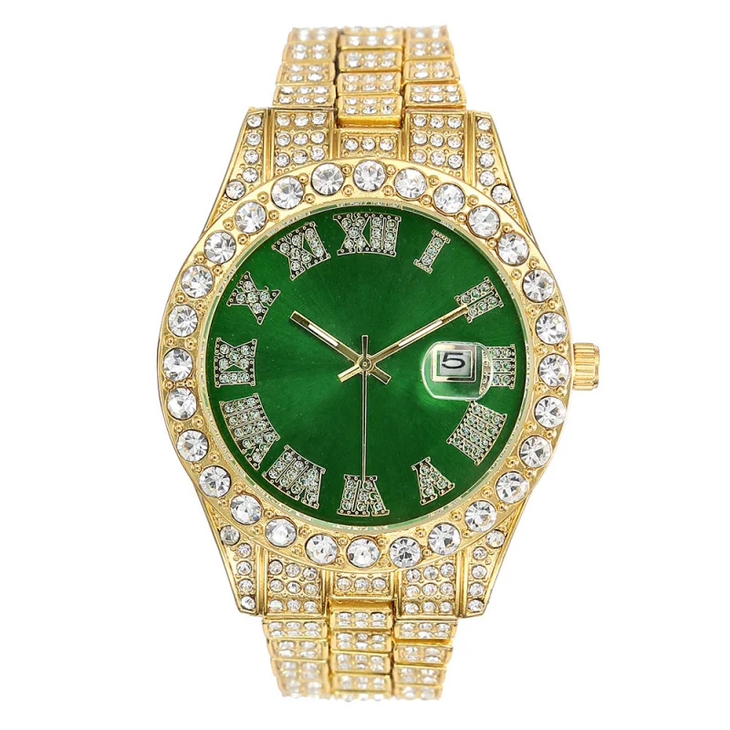 Cross-Border Men's Watch Fashion Alloy with Diamonds Starry Sky Calendar Quartz Watch Business Casual Quartz Men's Watch